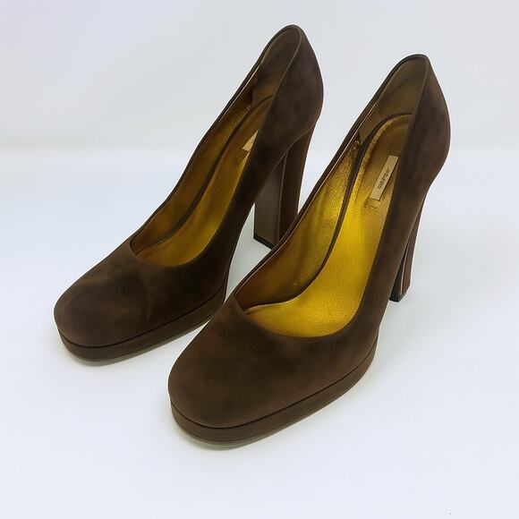 MIU MIU Chocolate Brown Suede Pumps Heels - Picture 7 of 11
